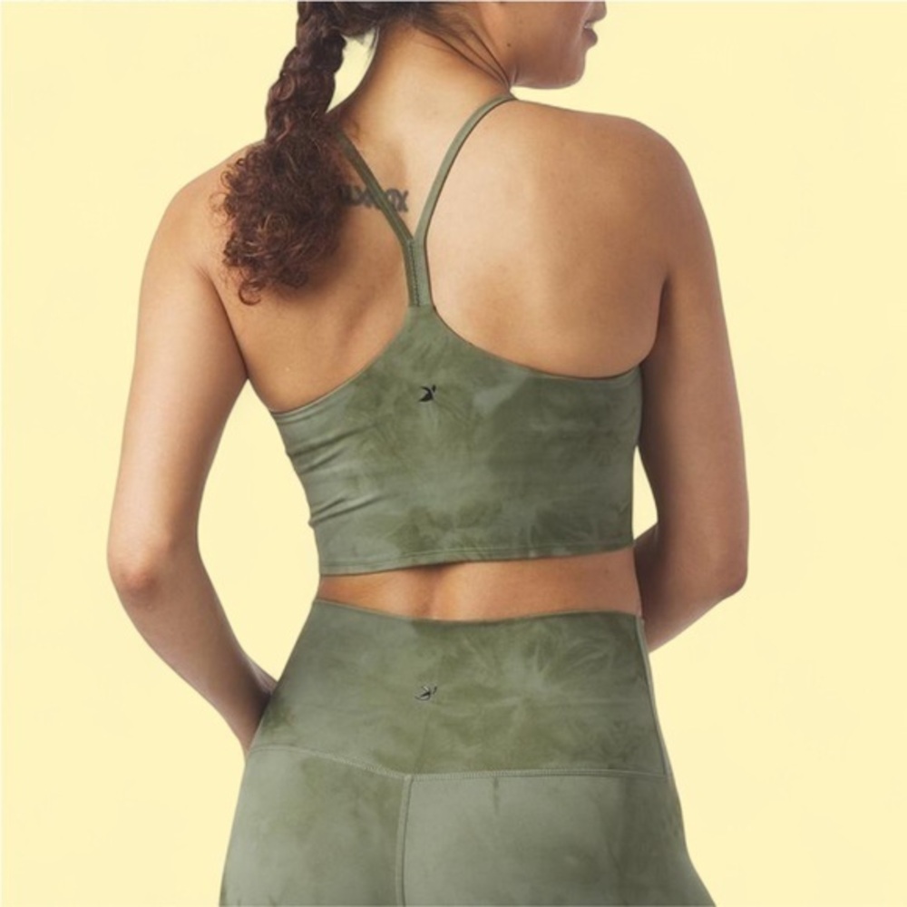 Glyder Olive Tie Dye Moss Green Women's Sports Bra Top Activewear Yoga Running